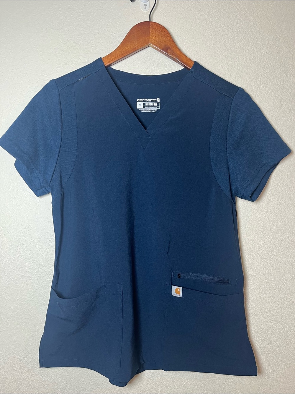 Carhartt Navy V-Neck Short Sleeve Scrub Top